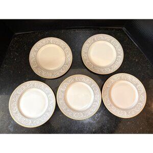 Franciscan "Renaissance Grey", Gold Rimmed, 8" Porcelain Salad Plates, USA (Qty,